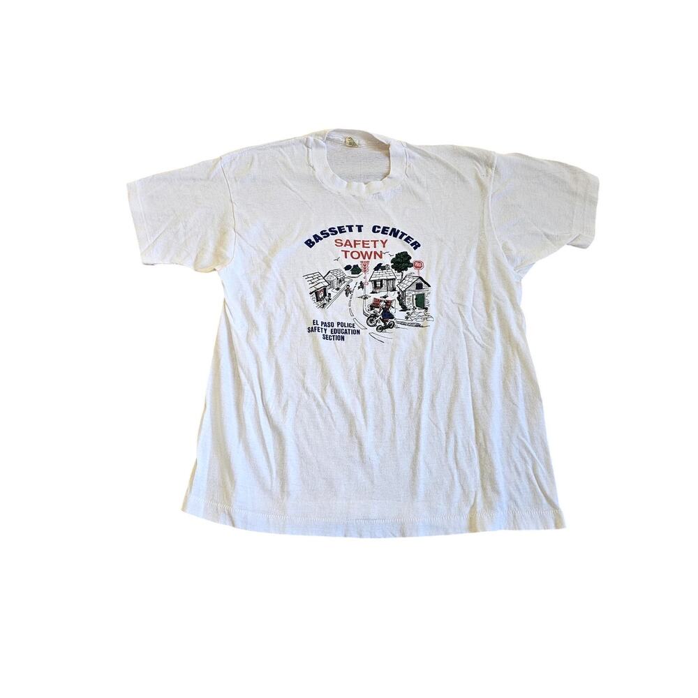 El Paso Bassett Center Safety Town T-Shirt WhiteSz M 1980s